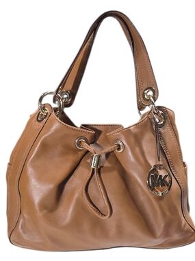 Michael Kors Tan Leather Drawstring Shoulder Bag